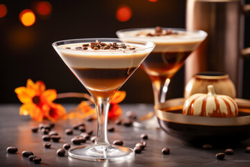 Vanilla espresso martini, fall season alcoholic drink, Thanksgiving