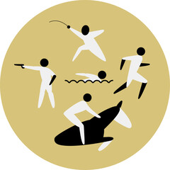 Modern pentathlon competition icon. Sport sign.