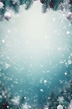 A festive Christmas background with snowflakes and colorful ornaments