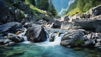 the charm of a Rocky Mountain stream with crystal-clear water rushing over smooth rocks