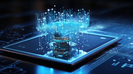 3d rendering of coin stack with digital binary code on mobile phone