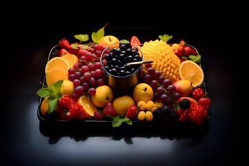 A Tray Filled With Fresh Berries and Fruits