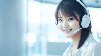 コールセンターの笑顔の女性