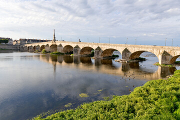 Naklejka premium Jacques-Gabriel Bridge at Blois on the River Loire, Loire Valley, France
