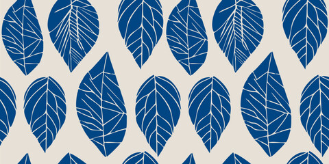 Botanical leaves pattern illustration floral graphic. Seamless pattern.
