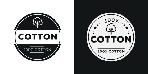Cotton label (100% cotton), vector illustration.