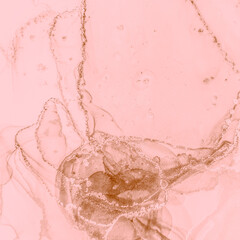 Alcohol Ink Print. Organic Fabric. Pink Liquid