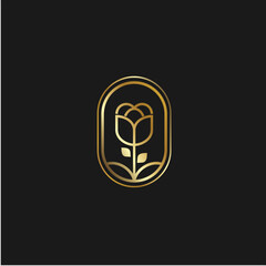 Elegant luxury gold rose logo vector