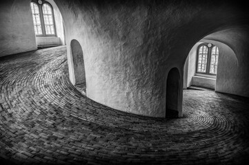 Copenhagen Round Tower Interior in Black and White 