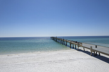 Fort Walton Beach pier Aerial view of the Gulf of Mexico 