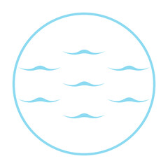 blue water waves circle frame icon