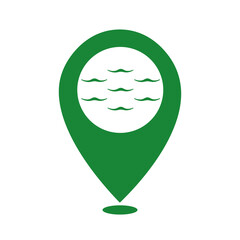 green water waves location icon