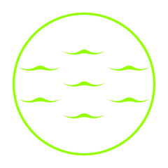 green water waves circle frame icon