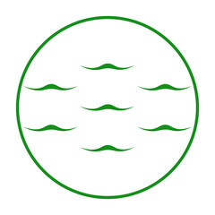 green water waves circle frame icon
