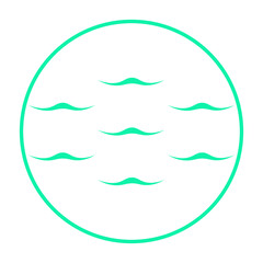 green mint water waves circle frame icon