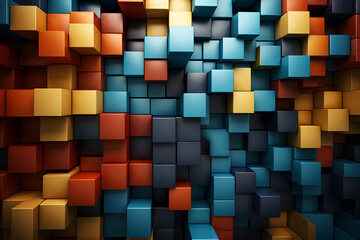 Rainbow of colorful blocks abstract background - 3d render