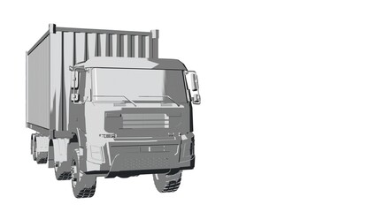tractor, semi-trailer, silver modification of a powerful truck engine, cartoon element art, modern template realistic drawing isolated white background