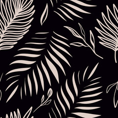 Modern exotic botanical pattern. Floral abstract contemporary seamless pattern. Hand drawn unique print.
