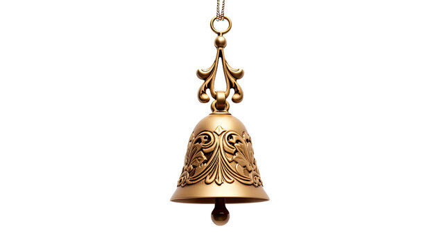 a christmas tree ornament shaped like a bell isolated on a transparent background, generative ai