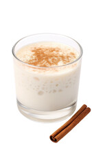 a glass of eggnog with cinnamon sprinkled on top isolated on a transparent background, generative ai