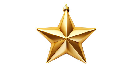 a golden star shining brightly on top of a christmas tree isolated on a transparent background, generative ai