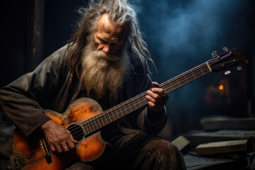 Obraz premium Musician lost in the emotion of playing their instrument