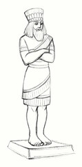 The Babylonian idol. Pencil drawing