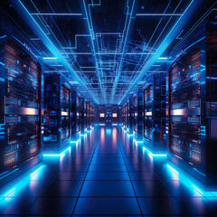 Highly advanced high tech datacenter backend databse facility, usable for cloud storage and data backup