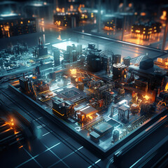 Detail of an integrated circuit being manufactured in a semiconductor plant