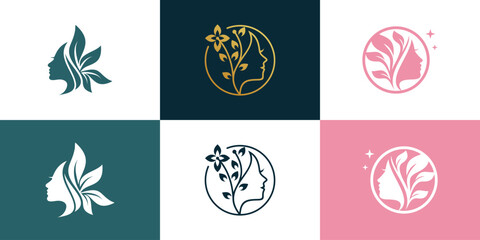 Beauty logo design with creative unique concept Premium Vector