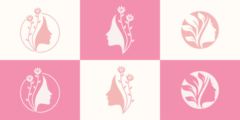 Beauty logo design with creative unique concept Premium Vector