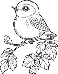 depicting adorable A bird perched coloring page