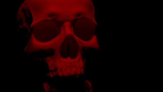 Skull in flickering fire light, 4k, high resolution, horror effect, close up Halloween or horror asset