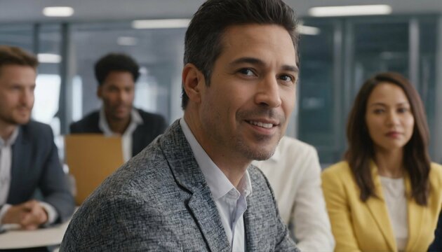Smart and impeccable-looking diverse group of businesspeople posing confidently for a professional team photo