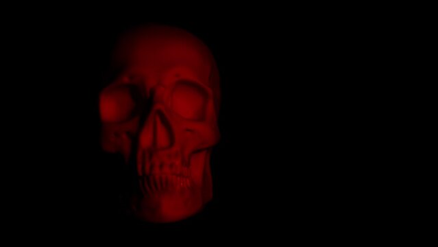 Skull in flickering fire light, 4k, high resolution, horror effect
