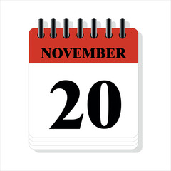 November 20 calendar date design