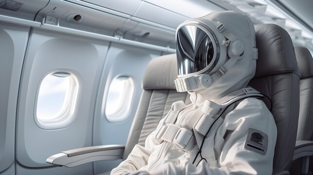 Astronaut travelling in aircraft
