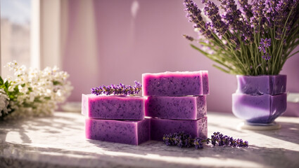 Cosmetic soap lavender flower, bathroom