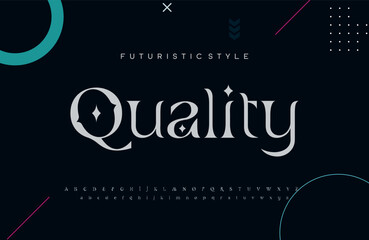 Quality Abstract Fashion font alphabet. Minimal modern urban fonts for logo, brand etc. Typography typeface uppercase lowercase and number. vector illustration - obrazy, fototapety, plakaty