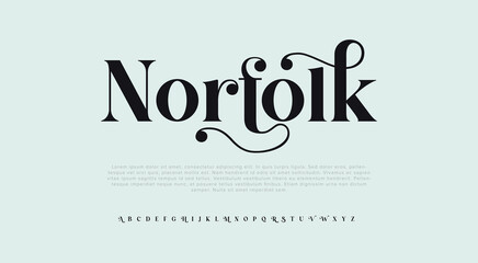 Norfolk luxury elegant typography vintage serif font wedding invitation logo music fashion property
 - obrazy, fototapety, plakaty