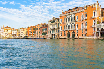 Fototapeta na wymiar Picture with the Grand Canal at sunset or sunrise in Venice, Italy.