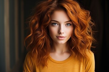 Fototapeta premium attractive redhead woman model symbolizing autumn