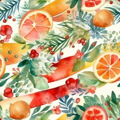 New year watercolor pattern . Ai generated 