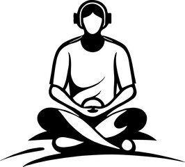 illustration of yoga pose, logo, community, meditation