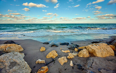 Amazing summer nature landscape on the Black sea coast at Tuzla beach, Romania