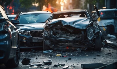 Car crash accident on the street 