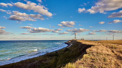 Amazing summer nature landscape on the Black sea coast at Tuzla beach, Romania