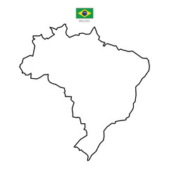 Brazil contour vector map with flag in color. Background map eps 10