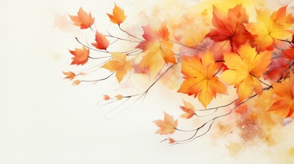 Naklejka na ściany i meble Nature background - autumn leaves painting on a clean white background