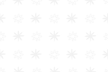 White snowy snowflakes. Winter snow, white stars, Christmas background. Holidays, celebration. Simple decoration.  Trendy, stylish, fashionable, seamless vector pattern for design and decoration.